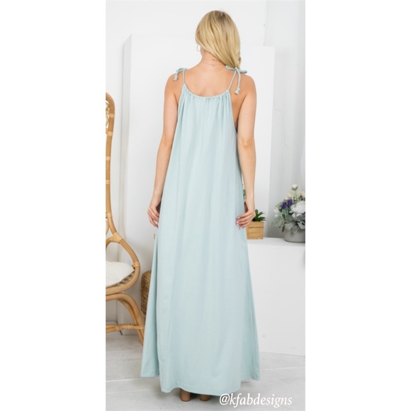 LAST 2! Beautiful Sage Maxi Dress with Adjustable Ties! - Picture 7 of 8